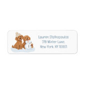 Winter Goldendoodle Dog Cute Snowman ラベル (正面)