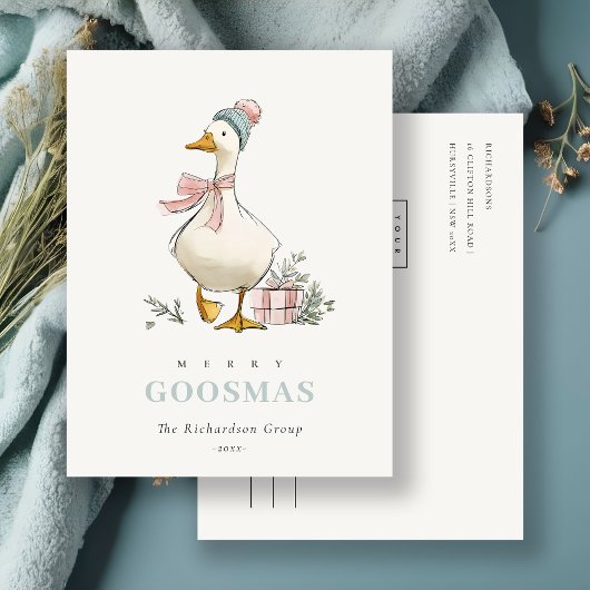 Winter Goose Christmas Business Corporate Logo ポストカード