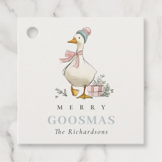 Winter Goose Christmas Funny Merry Goosmas  フェイバータグ (正面)