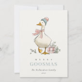 Winter Goose Christmas Funny Merry Goosmas Photo シーズンカード (正面)