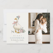 Winter Goose Christmas Funny Merry Goosmas Photo シーズンカード (正面)