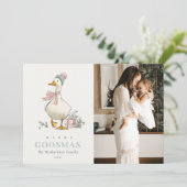 Winter Goose Christmas Funny Merry Goosmas Photo シーズンカード (スタンド正面)