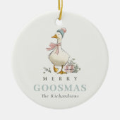 Winter Goose Christmas Funny Merry Goosmas Photo セラミックオーナメント (正面)