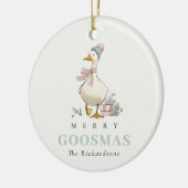 Winter Goose Christmas Funny Merry Goosmas Photo セラミックオーナメント (左)