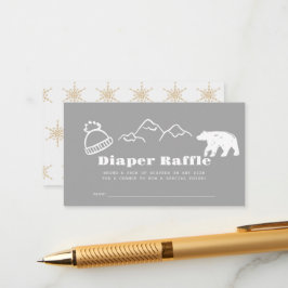 Winter Gray Hand-Drawn Baby Diaper Raffle Ticket エンクロージャーカード