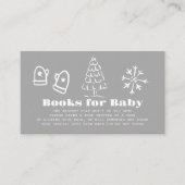 Winter Gray Hand-Drawn Baby Shower Book Request エンクロージャーカード (正面)