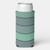 Winter Green And Gray Stripes On Watercolor Paper スリム缶クーラー (Seltzer正面)