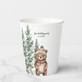 Winter Green Bear Birthday Party Woodland  紙コップ (裏面)