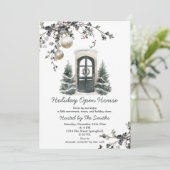 Winter Green Christmas Baubles Holiday Open House 招待状 (スタンド正面)