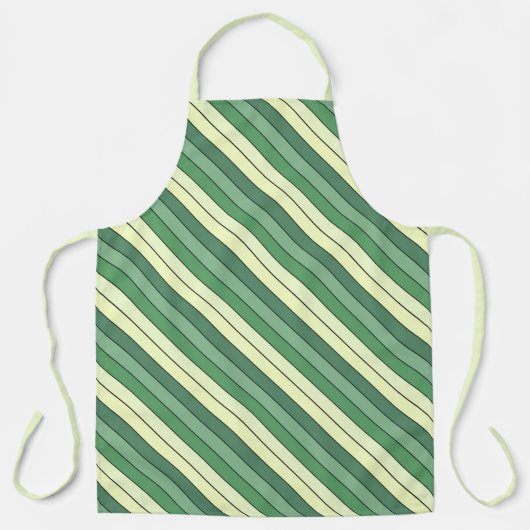 Winter Green Yellow Stripes On Watercolor Paper  エプロン (正面)