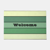 Winter Green Yellow Stripes On Watercolor Paper ドアマット (正面)