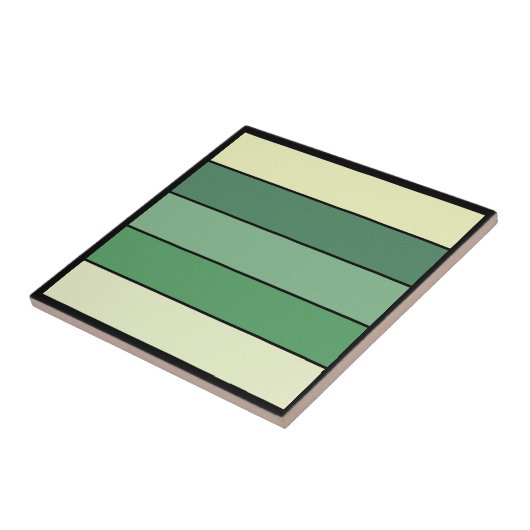 Winter Green Yellow Strips On Watercolor Paper     タイル (側面)