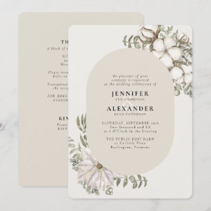 Winter GreeneryフローラオーバルRSVP QRコード結婚ズ 招待状