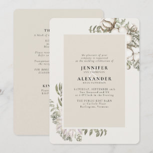 Winter GreeneryフローラクリームRSVP QRコード結婚ズ 招待状