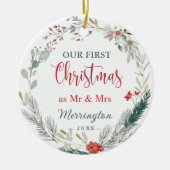 Winter Greenery 1st Christmas Together写真 セラミックオーナメント (正面)