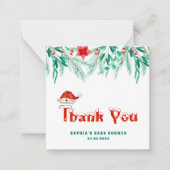 Winter Greenery Baby Shower Budget Thank You ノートカード (正面)