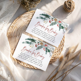 Winter Greenery Books For Baby Shower Card エンクロージャーカード