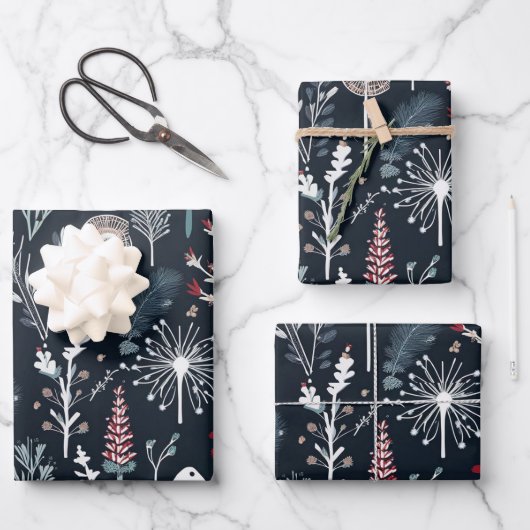 Winter greenery botanical holiday  ラッピングペーパーシート (正面)