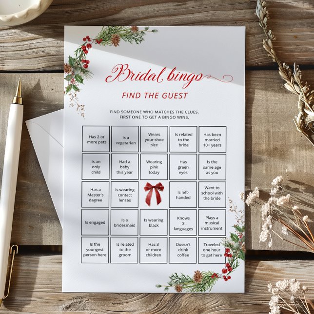 Winter Greenery Bridal Bingo Find the Guest game (クリエイターアップロード済み)