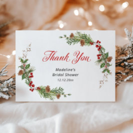 Winter Greenery Bridal Shower サンキューカード