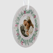 Winter Greenery Christmas Photo Wreath Ornament オーナメント (正面)