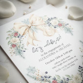 Winter Greenery Elegant Engagement Invitation 招待状