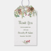 Winter Greenery Pine 結婚's Thank You ギフトタグ (正面)