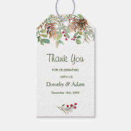 Winter Greenery Pine 結婚's Thank You ギフトタグ