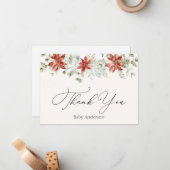 Winter Greenery Poinsettiaありがとうノートカード ノートカード (正面/裏面インサイチュ)