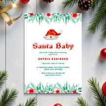 Winter Greenery Santa Baby  Christmas Baby Shower