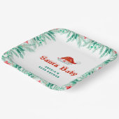 Winter Greenery Santa Hat Christmas Baby Shower ペーパープレート (傾斜あり)