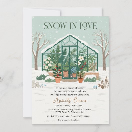 Winter Greenhouse Bridal Shower Invitation 招待状 (正面)
