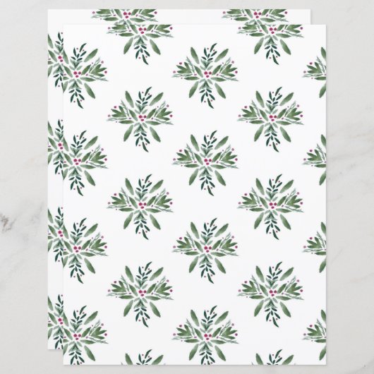 Winter Greens and Berries Scrapbook paper (正面/裏面)