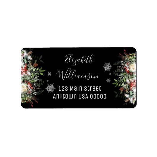 Winter Greens and Snowflakesのアドレス ラベル (正面)