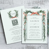 Winter Greens Garland Wedding All in One Mint 招待状