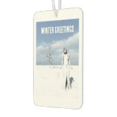 Winter Greetings. Female elf walking in the snow  カーエアーフレッシュナー (左)