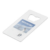 Winter Greetings. Female elf walking in the snow  クレジットカード栓抜き (裏面アングル)