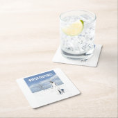 Winter Greetings. Female elf walking in the snow  スクエアペーパーコースター (インサイチュ)