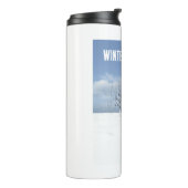 Winter Greetings. Female elf walking in the snow  タンブラー (回転左)