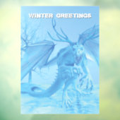 Winter Greetings. Ice dragon with antlers ウィンドウサイン (シート3)