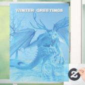 Winter Greetings. Ice dragon with antlers ウィンドウサイン (ホーム)