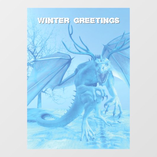 Winter Greetings. Ice dragon with antlers ウィンドウサイン (シート)