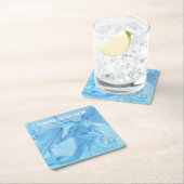 Winter Greetings. Ice dragon with antlers スクエアペーパーコースター (インサイチュ)