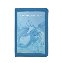 Winter Greetings. Ice dragon with antlers