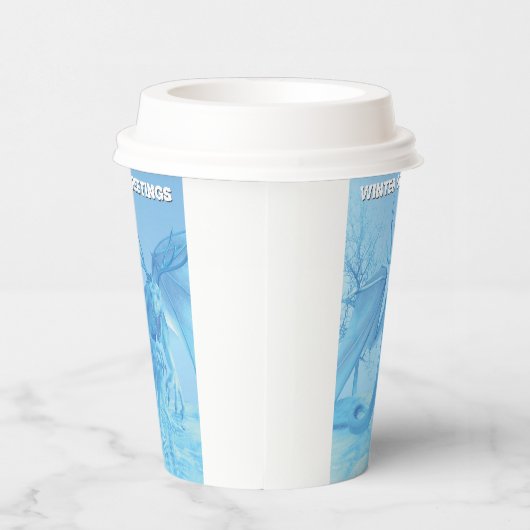 Winter Greetings. Ice dragon with antlers 紙コップ (右)