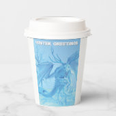 Winter Greetings. Ice dragon with antlers 紙コップ (正面)