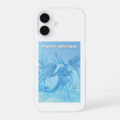 Winter Greetings. Ice dragon with antlers iPhone 16ケース (裏面)