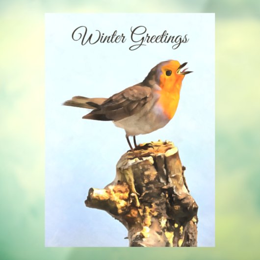 Winter Greetings. Robin singing  ウィンドウサイン (シート3)