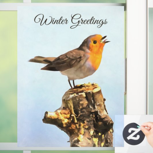 Winter Greetings. Robin singing  ウィンドウサイン (ホーム)