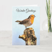 Winter Greetings. Robin singing  カード (正面)